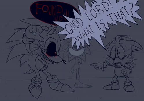 a drawing of two cartoon characters talking to each other with a speech bubble that says " good lord what is that "