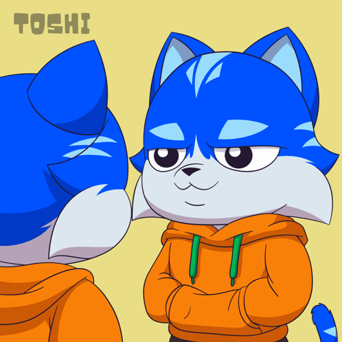 A Drawing Of Two Cats With The Word Toshi On The Bottom Right GIF