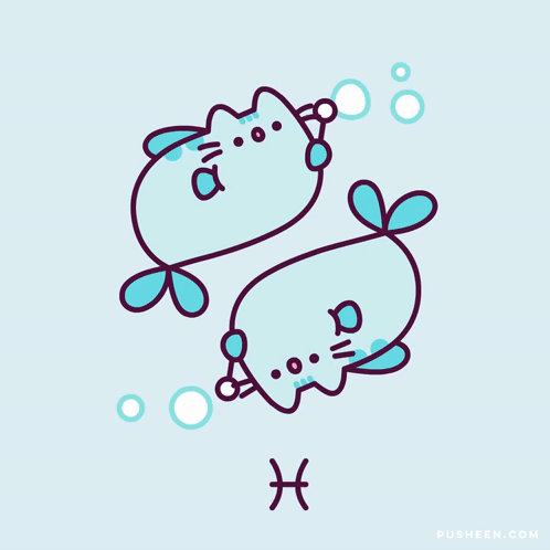A Drawing Of Two Fish With The Letter H On The Bottom Right GIF