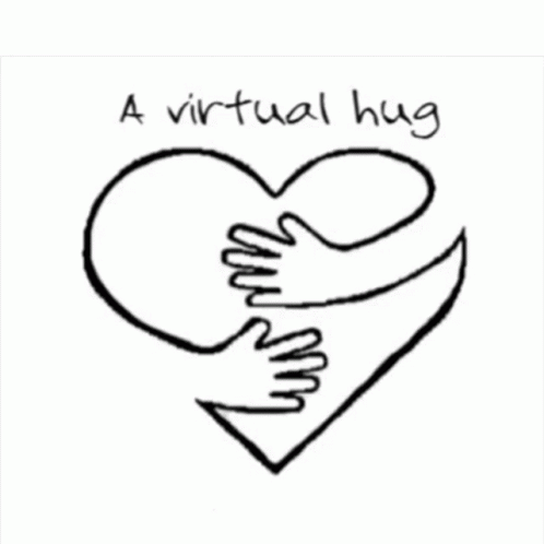 A Drawing Of Two Hands Hugging A Heart With The Words A Virtual Hug Written Below It GIF