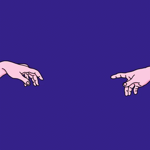 A Drawing Of Two Hands Reaching Out To Each Other GIF