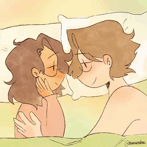 a drawing of two people kissing with the name jennicebee on the bottom left