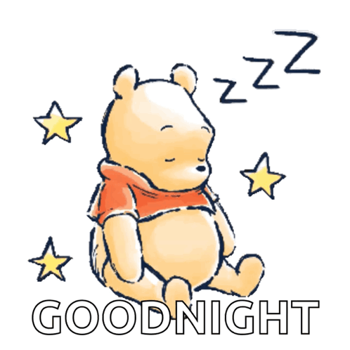 A Drawing Of Winnie The Pooh Sleeping With The Words Goodnight Underneath GIF