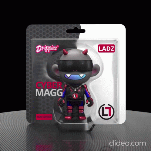 A Drippies Cyber Magg Figurine Is In A Package GIF