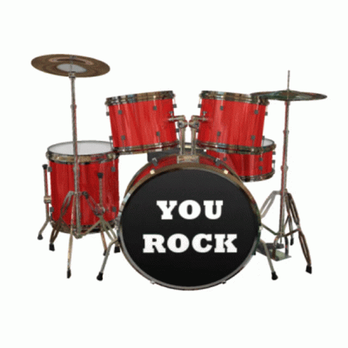 A Drum Set That Says You Rock On The Drum GIF