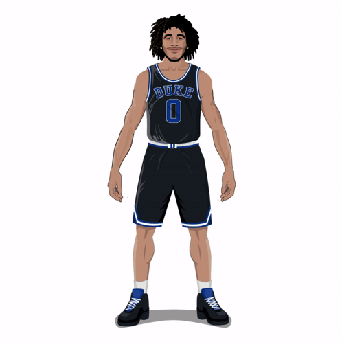 A Duke Basketball Player Wearing A Black Jersey And Shorts GIF
