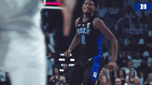 A Duke Basketball Player Wearing Number 2 Celebrates A Basket GIF