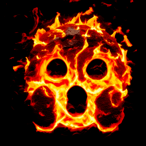A Face Made Out Of Lava With A Surprised Look On Its Face GIF