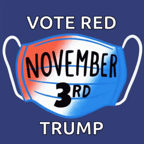 A Face Mask With The Words Vote Red November 3Rd Trump On It GIF
