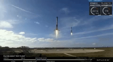 A Falcon Heavy Test Flight Takes Place On Stage 2 GIF