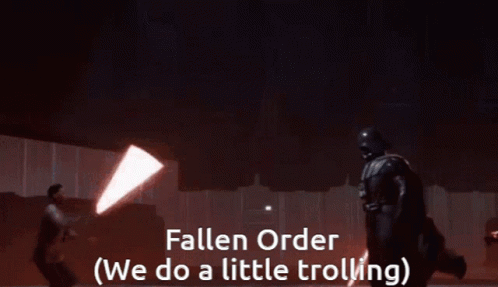A Fallen Order Poster With A Man Holding A Light Saber GIF