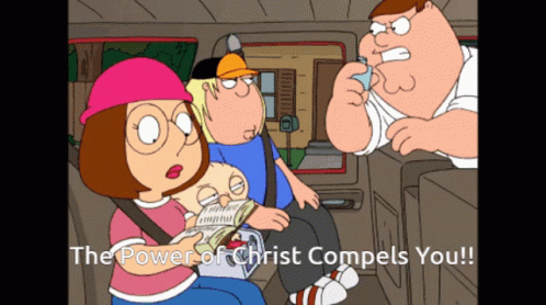 A Family Guy Cartoon Says The Power Of Christ Compels You GIF