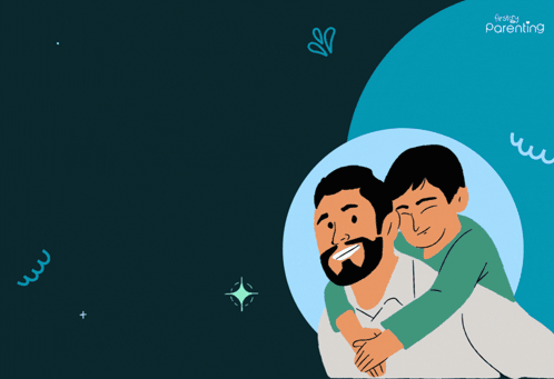 A Father 'S Day Greeting Card With A Boy On His Shoulders GIF