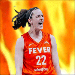 A Female Basketball Player Wearing A Red Fever 22 Jersey GIF