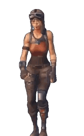 a female character from a video game is walking on a white background .