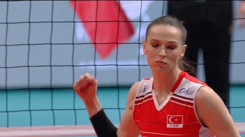 A Female Volleyball Player Wearing A Turkish Jersey GIF