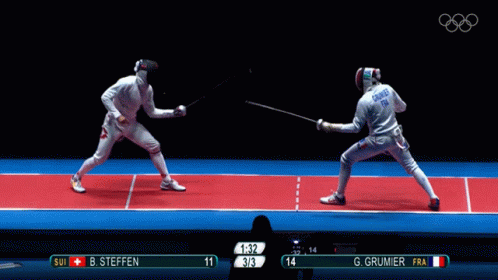A Fencing Match Between B. Steffen And G. Grumier Is Going On GIF