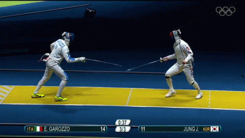 A Fencing Match Between E Garozzo And Jung J. Korea GIF