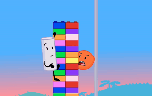 A Ferris Wheel Made Out Of Lego Bricks With A Cartoon Character Standing Next To It GIF