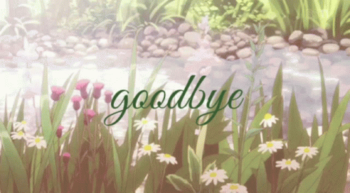 A Field Of Flowers With The Words Goodbye On It GIF