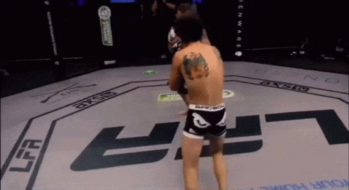 A Fighter In A Ring With The Letter L On The Ground GIF
