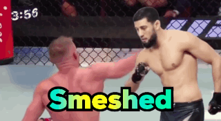 A Fighter Is Being Smashed By Another Fighter In A Boxing Match GIF