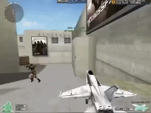 A Fighter Jet Is In A Video Game With A Destroy The Target With C4 GIF