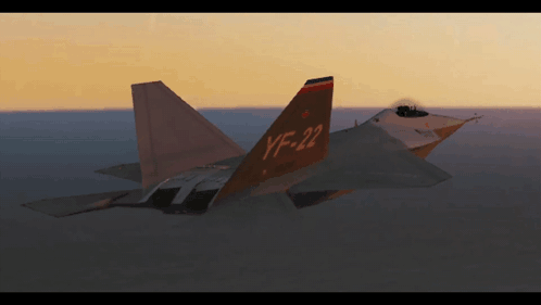 A Fighter Jet With The Letters Yf-22 Painted On The Tail GIF