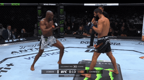 A Fighter Named Usman Is Fighting Another Fighter In A Ufc Match GIF
