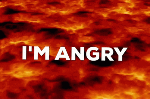 a fire background with the words i 'm angry in white letters