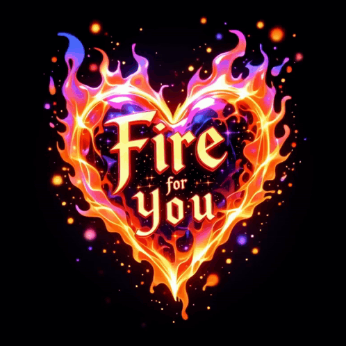 A Fire Heart With The Words Fire For You Written Inside Of It GIF