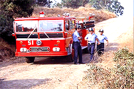 A Fire Truck With The Number 51 On The Front GIF