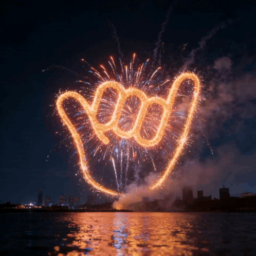 Fireworks Display With Sparkler Hand GIF