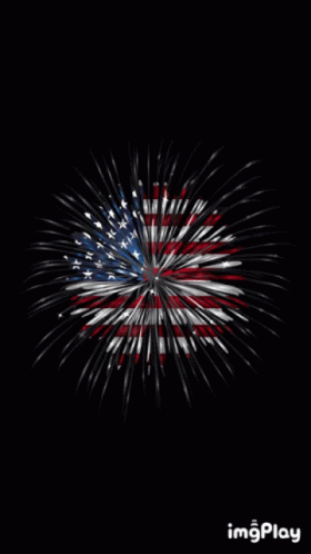 a fireworks display with an american flag design on it