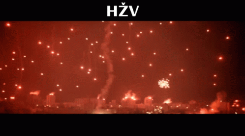 a fireworks display with the letters hzv visible