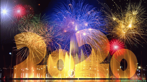 A Fireworks Display With The Number 2020 In Front GIF