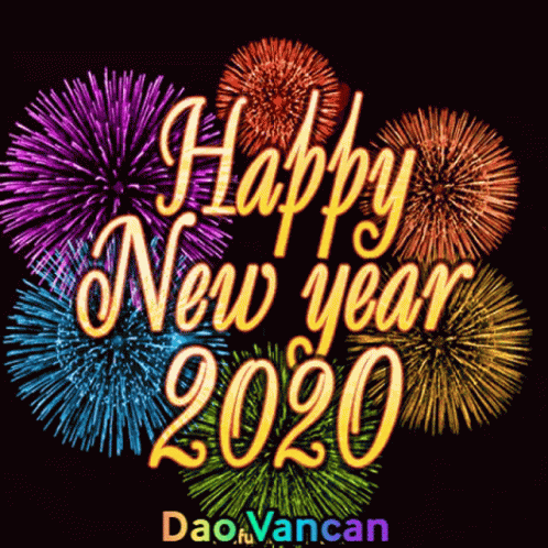 A Fireworks Display With The Words Happy New Year 2020 GIF