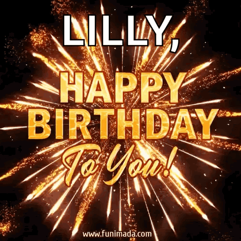 A Fireworks Display With The Words Lilly Happy Birthday To You . GIF