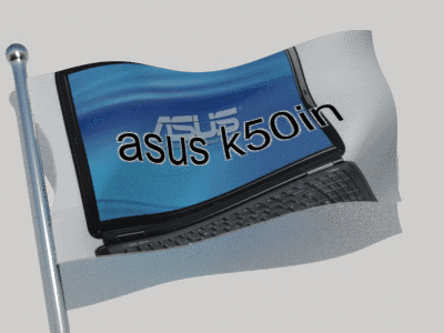A Flag That Says Asus K50in Is Waving In The Wind GIF