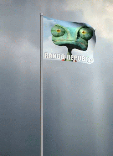 A Flag That Says Rango Republic With A Lizard On It GIF