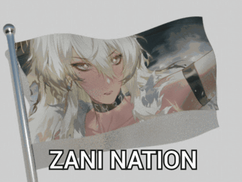 A Flag That Says Zani Nation With A Picture Of A Girl On It GIF