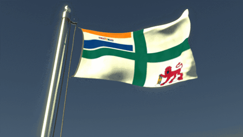 A Flag With A Green Cross And A Lion On It GIF