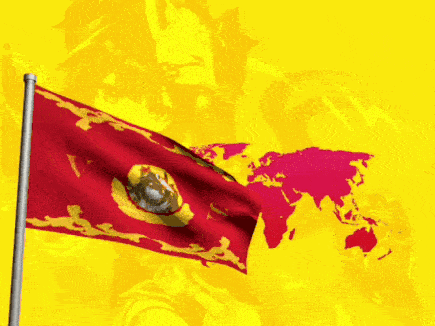 A Flag With A Map Of The World On It GIF