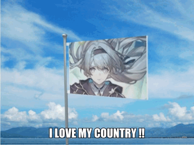A Flag With A Picture Of A Girl And The Words " I Love My Country " GIF