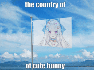 A Flag With A Picture Of A Girl On It And The Words The Country Of Cute Bunny GIF
