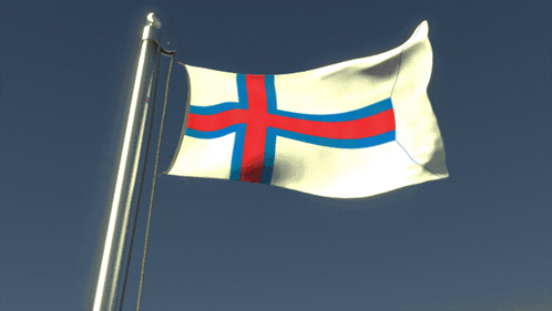 A Flag With A Red And Blue Cross On It GIF