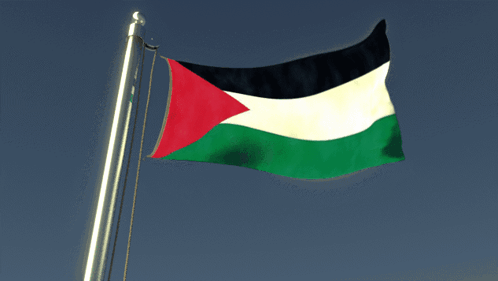 A Flag With A Red White And Green Triangle In The Middle GIF