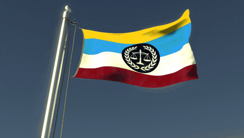 A Flag With A Scale Of Justice In The Middle GIF