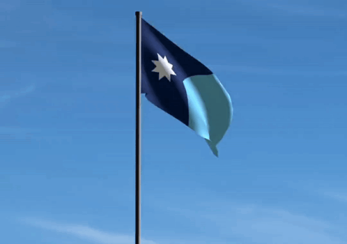 A Flag With A White Star On It Is Flying In The Wind GIF