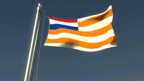 A Flag With Orange White And Blue Stripes Is Flying In The Wind GIF